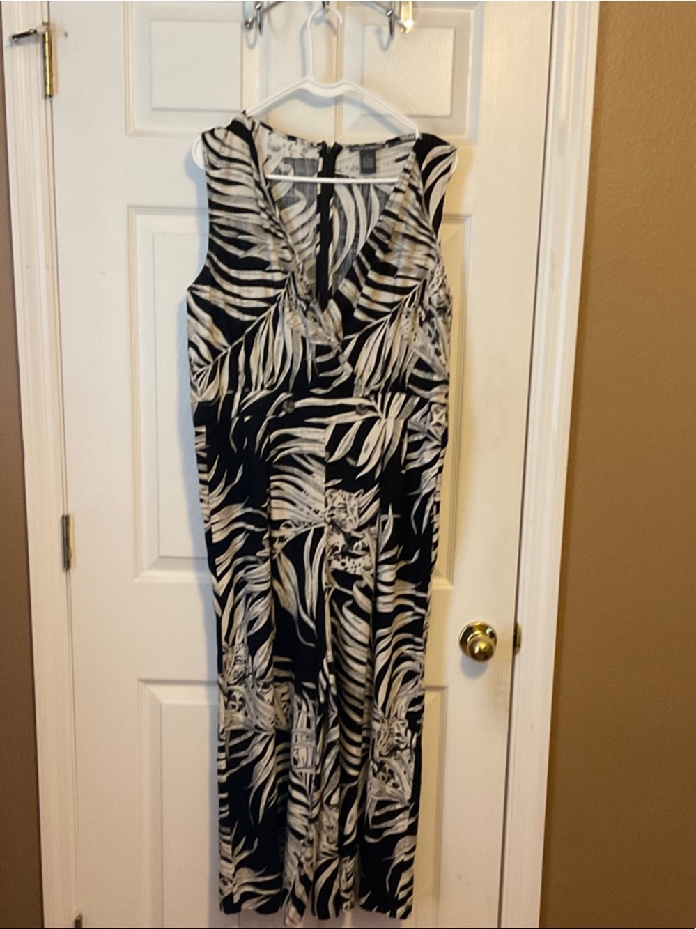 Chelsea & Theodore Women's Linen Blend Leopard Print Jumpsuit Romper Size Large